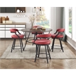 Lexicon Oxton Metal & Faux leather set of 2 Swivel Counter Height Chair in Red