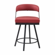 Lexicon Oxton Metal & Faux leather set of 2 Swivel Counter Height Chair in Red
