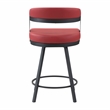 Lexicon Oxton Metal & Faux leather set of 2 Swivel Counter Height Chair in Red