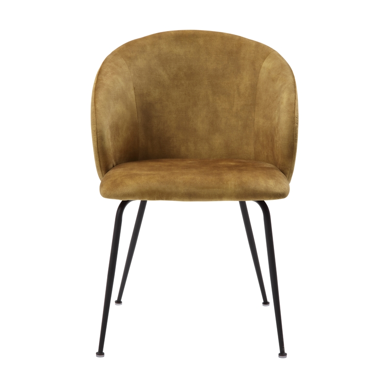 Lexicon Cosimo Metal & Velvet Dining Room set of 2 Side Chair in Mustard