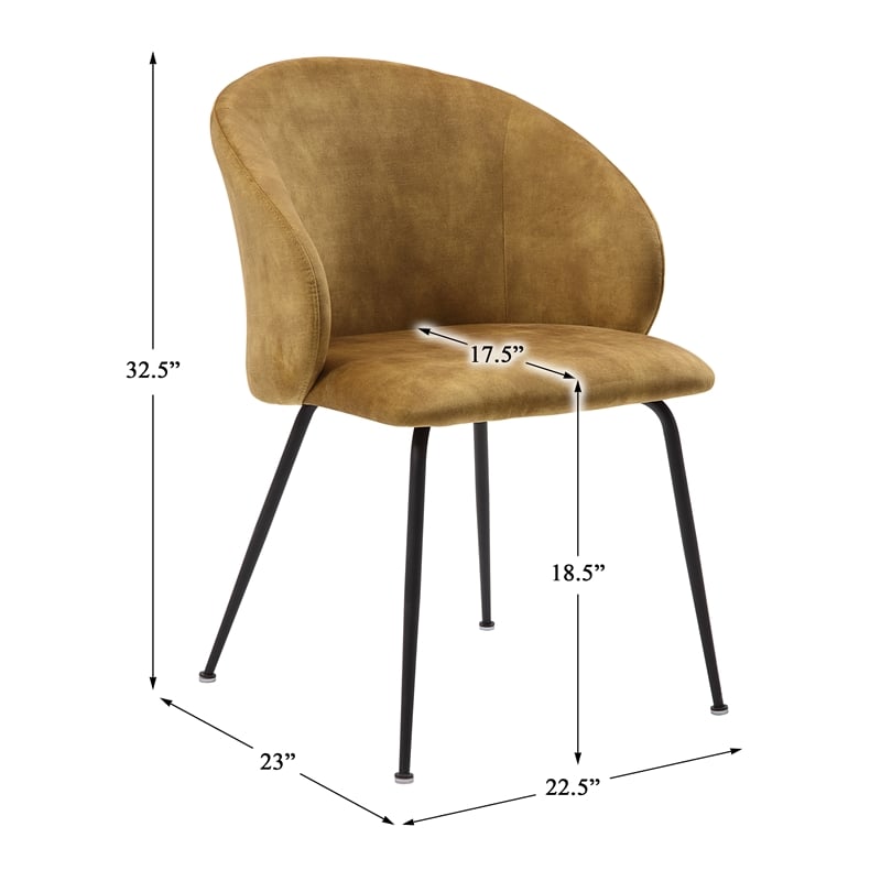 Lexicon Cosimo Metal & Velvet Dining Room set of 2 Side Chair in Mustard