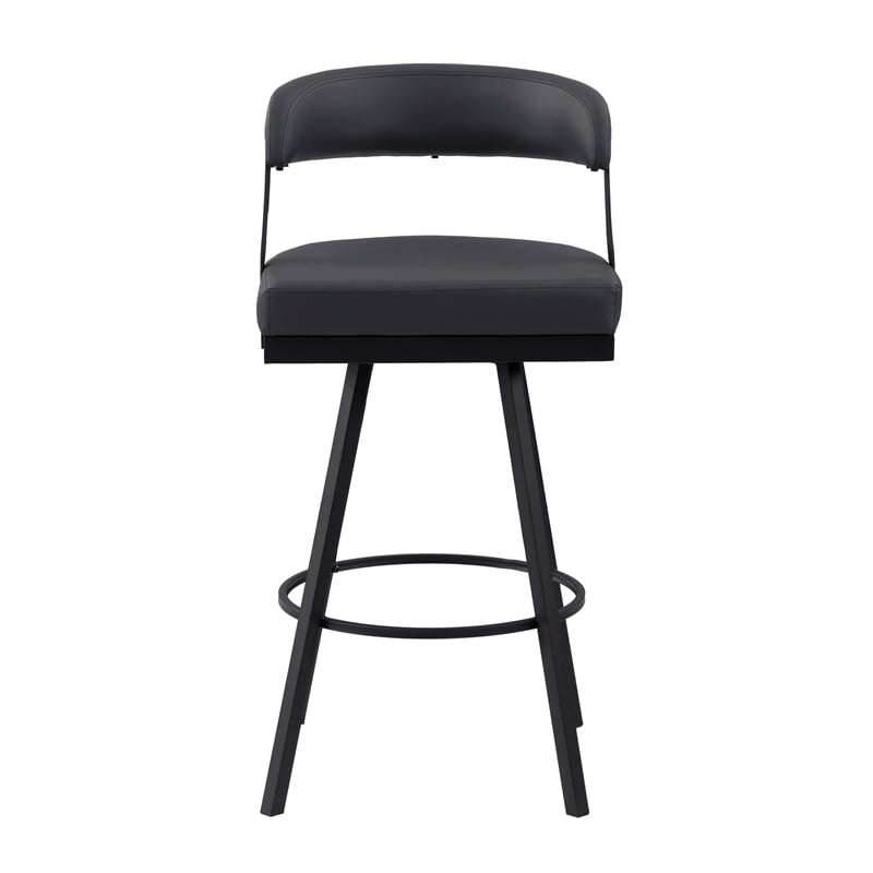 Lexicon Oxton Metal & Faux leather set of 2 Swivel Pub Height Chair in Black