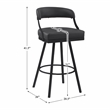 Lexicon Oxton Metal & Faux leather set of 2 Swivel Pub Height Chair in Black