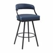 Lexicon Oxton Metal & Faux leather set of 2 Swivel Pub Height Chair in Blue
