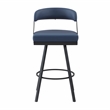 Lexicon Oxton Metal & Faux leather set of 2 Swivel Pub Height Chair in Blue
