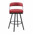 Lexicon Oxton Metal & Faux leather set of 2 Swivel Pub Height Chair in Red