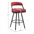 Lexicon Oxton Metal & Faux leather set of 2 Swivel Pub Height Chair in Red