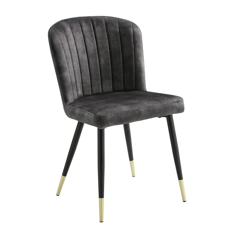 Lexicon Clemente Metal & Velvet Dining Room set of 2 Side Chair in Charcoal