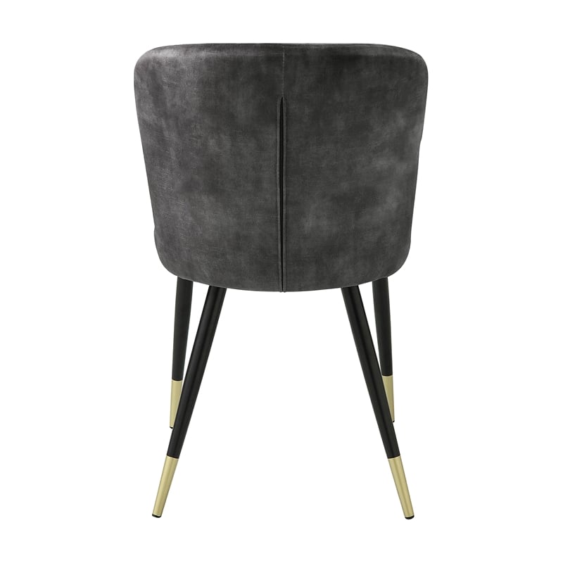 Lexicon Clemente Metal & Velvet Dining Room set of 2 Side Chair in Charcoal