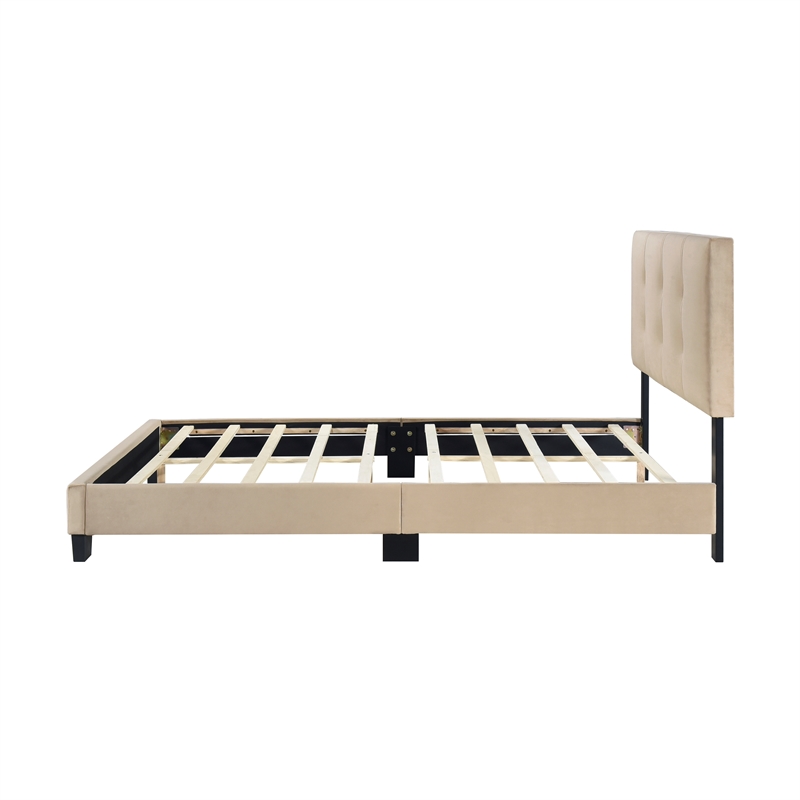 Lexicon Newberry Velvet Full Platform Bed in Light brown