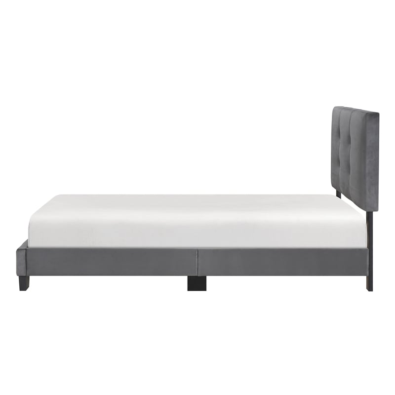 Lexicon Newberry Velvet Twin Platform Bed in Dark gray