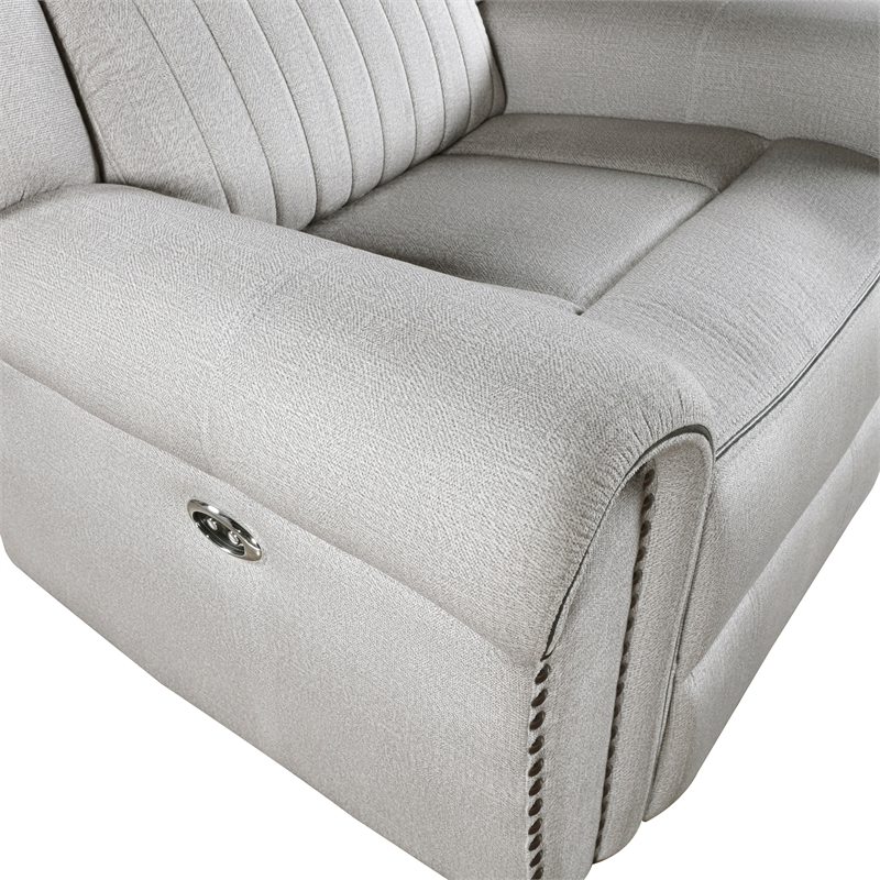 Lexicon Brennen Microfiber Upholstery Power Reclining Chair in Mist Color