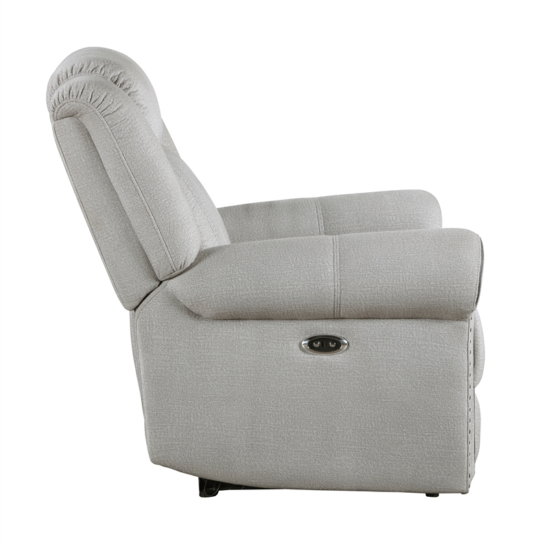 Lexicon Brennen Microfiber Upholstery Power Reclining Chair in Mist Color