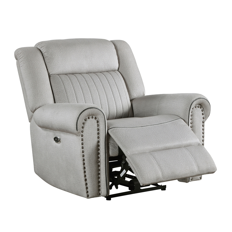 Lexicon Brennen Microfiber Upholstery Power Reclining Chair in Mist Color