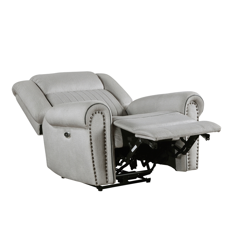 Lexicon Brennen Microfiber Upholstery Power Reclining Chair in Mist Color