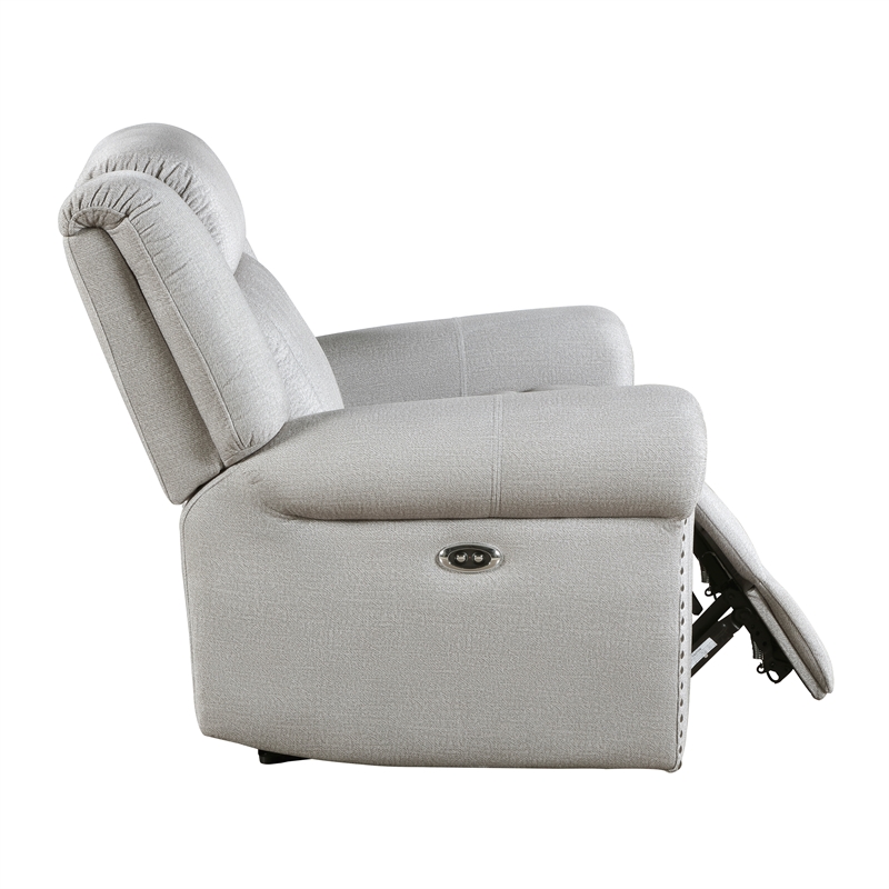 Lexicon Brennen Microfiber Upholstery Power Reclining Chair in Mist Color