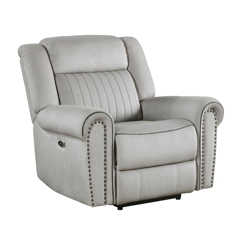 Lexicon Brennen Microfiber Upholstery Power Reclining Chair in Mist Color