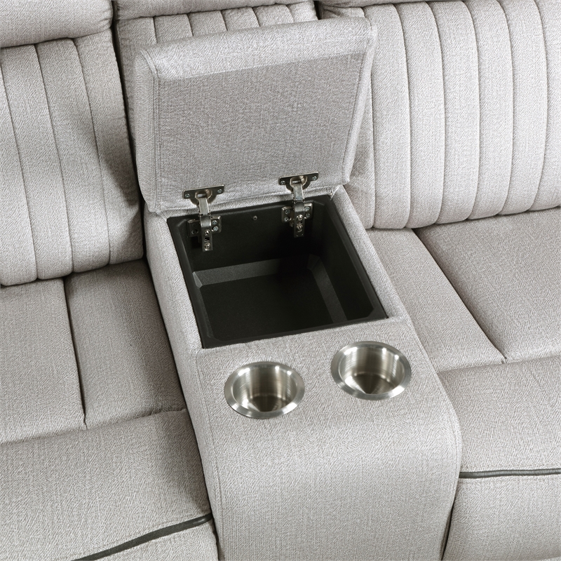 Lexicon Brennen Microfiber Dbl Reclining Love Seat with Center Console in Mist
