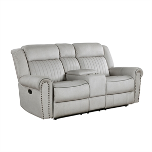 lexicon brennen microfiber dbl reclining love seat with center console in mist