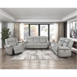 Lexicon Brennen Microfiber Upholstery Power Double Reclining Sofa in Mist Color