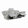 Lexicon Brennen Microfiber Upholstery Power Double Reclining Sofa in Mist Color