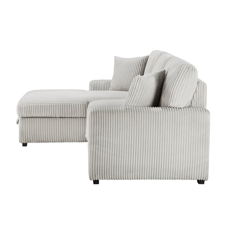 Lexicon Marsh Corduroy 2-Piece Sectional with Left Chaise in Gray