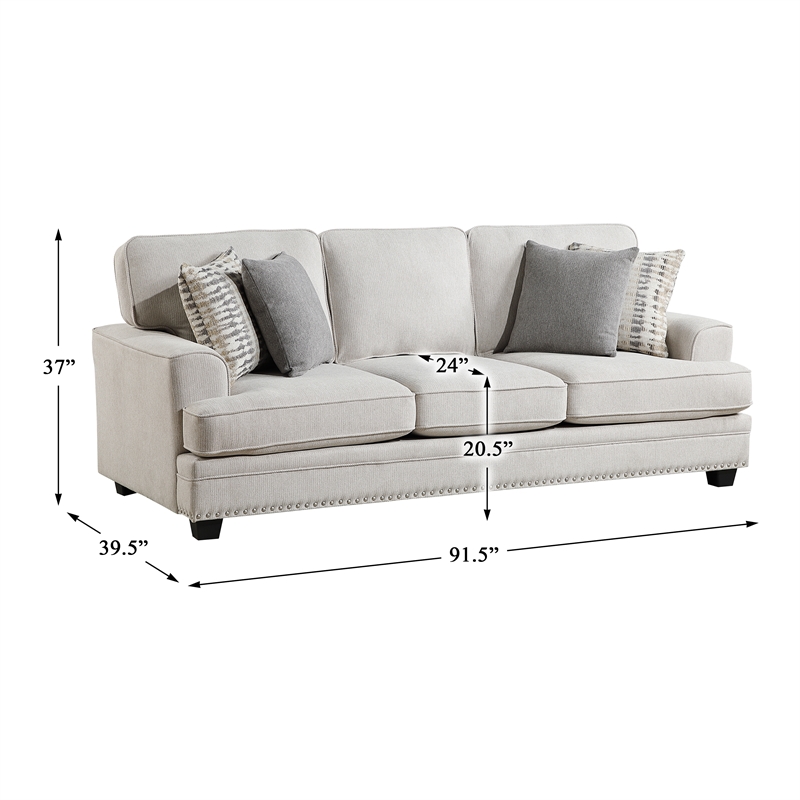 Lexicon Bradford Chenille Fabric Sofa in Sand