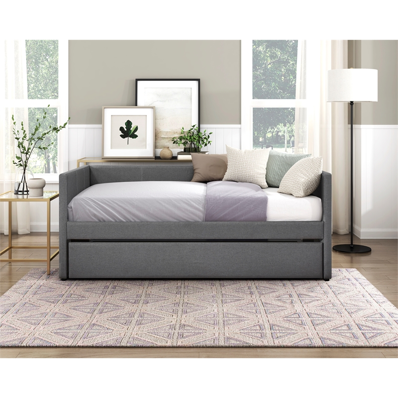 Lexicon Trudy Textured Daybed with Trundle in Dark gray