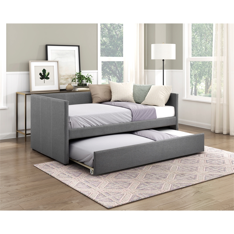 Lexicon Trudy Textured Daybed with Trundle in Dark gray