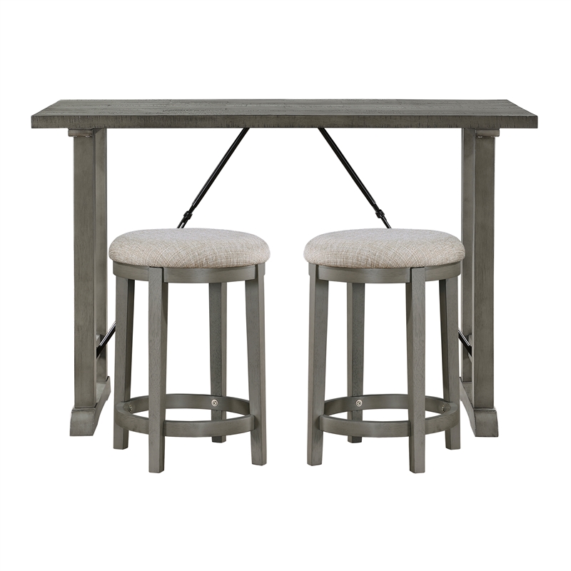 Lexicon Auburndale Textured 3-Piece Dining set (1 table + 2 stools) in Gray