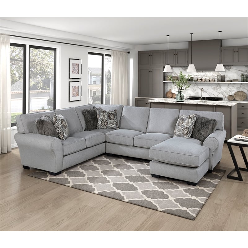 Lexicon Kieran Chenille 2-Piece Reversible Sectional in Gray