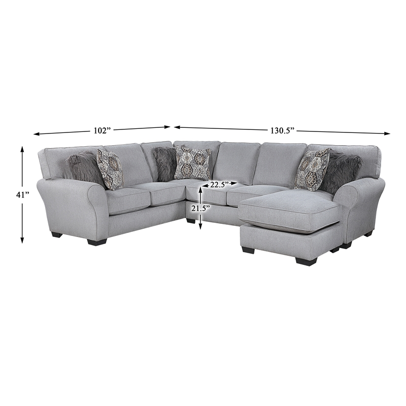 Lexicon Kieran Chenille 2-Piece Reversible Sectional in Gray