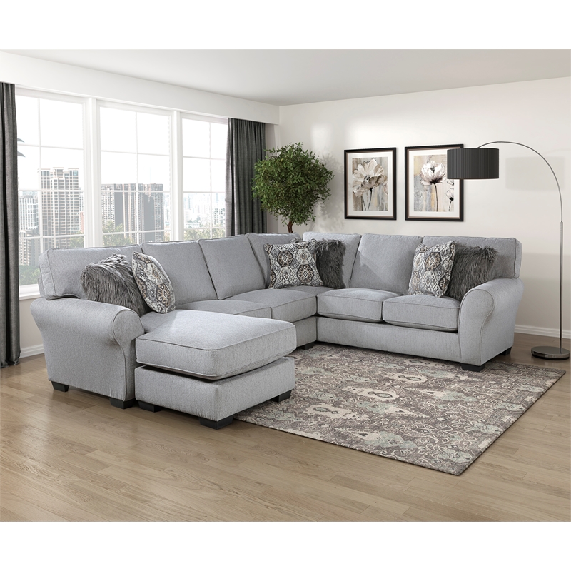 Lexicon Kieran Chenille 2-Piece Reversible Sectional in Gray
