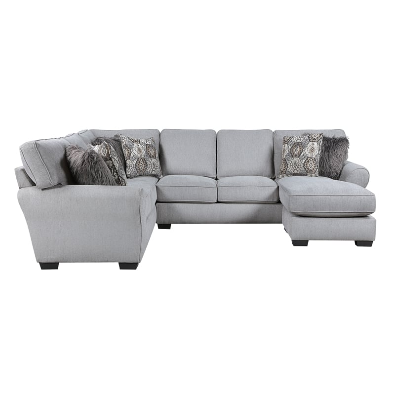 Lexicon Kieran Chenille 2-Piece Reversible Sectional in Gray