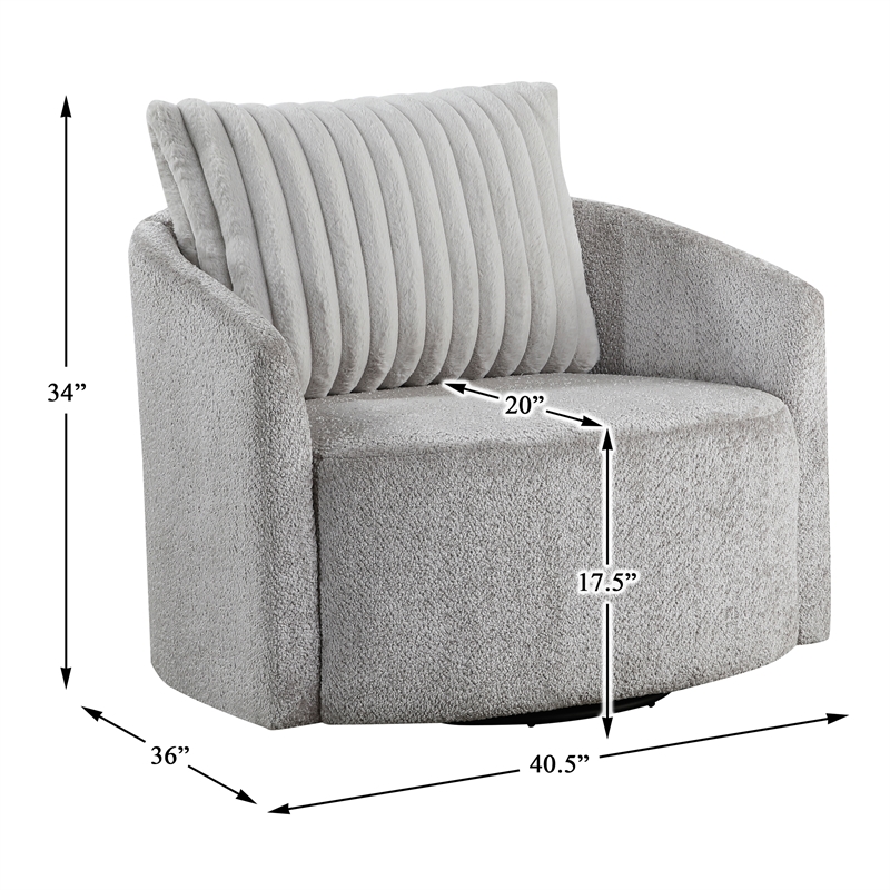 Lexicon Francine Chenille Swivel Chair in Gray