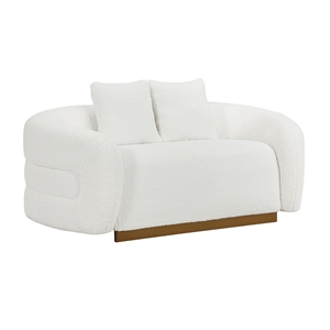 Lexicon Novella Sherpa Fabric Upholstery Love Seat in White