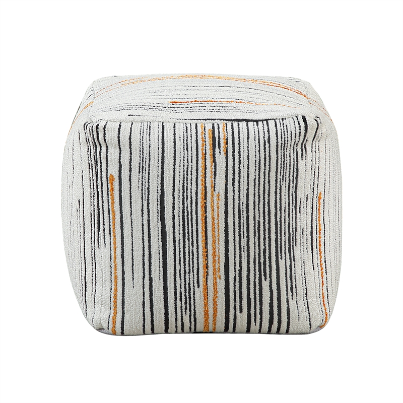 Lexicon Poplar Jacquard Fabric Upholstery Pouf in Multi-color