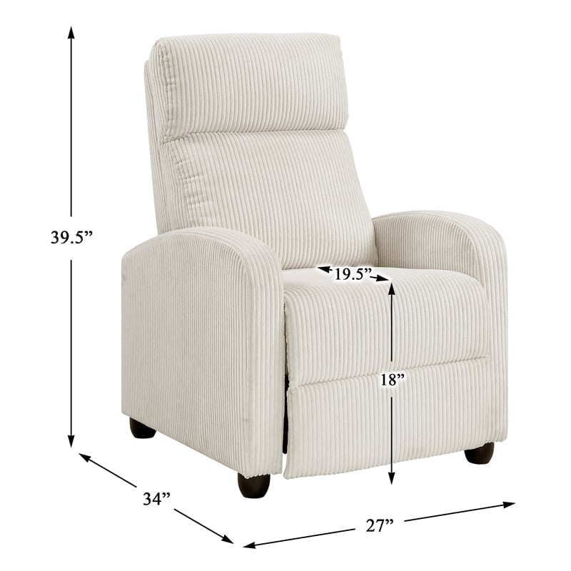 Lexicon Maye Corduroy Push Back Reclining Chair in Beige