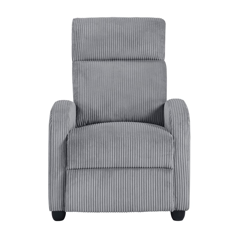 Lexicon Maye Corduroy Push Back Reclining Chair in Dark Gray