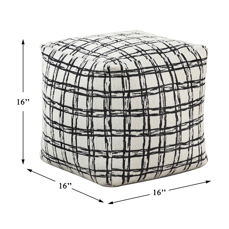 Lexicon Misty Jacquard Fabric Upholstery Pouf in Multi-color