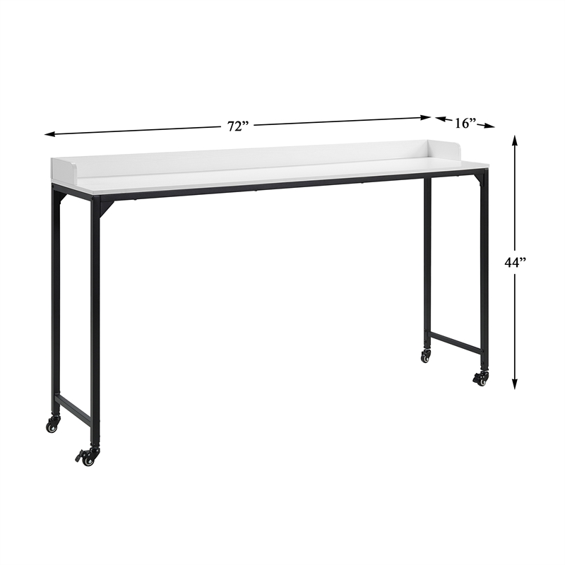 Lexicon Sumter Adjustable Height Over-The-Bed Desk with Castors in White