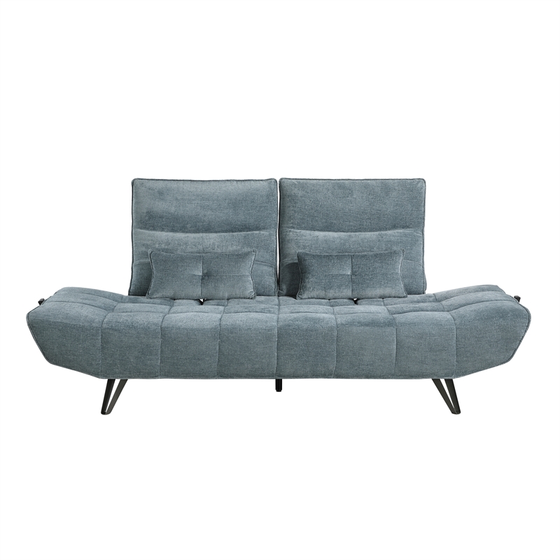 Lexicon Quonsett Chenille Sofa with Adjustable Seat Depth and Headrests in Blue