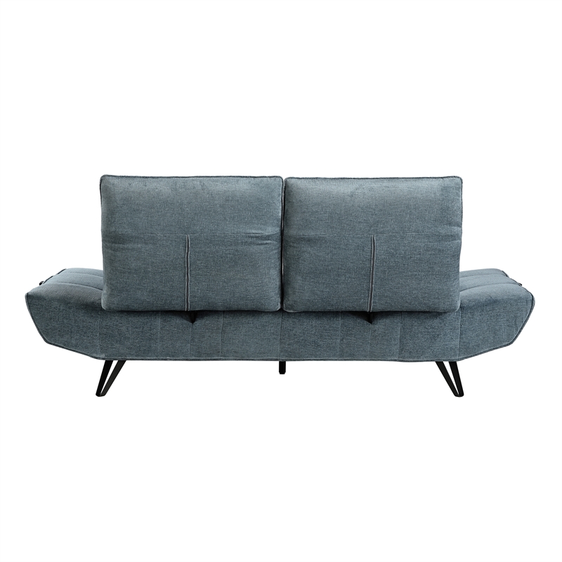 Lexicon Quonsett Chenille Sofa with Adjustable Seat Depth and Headrests in Blue