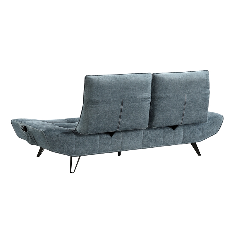 Lexicon Quonsett Chenille Sofa with Adjustable Seat Depth and Headrests in Blue
