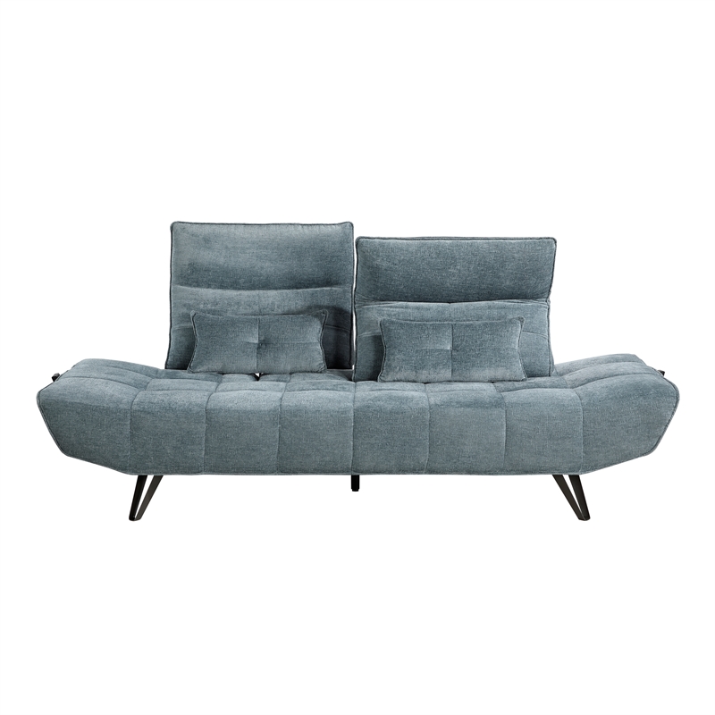 Lexicon Quonsett Chenille Sofa with Adjustable Seat Depth and Headrests in Blue