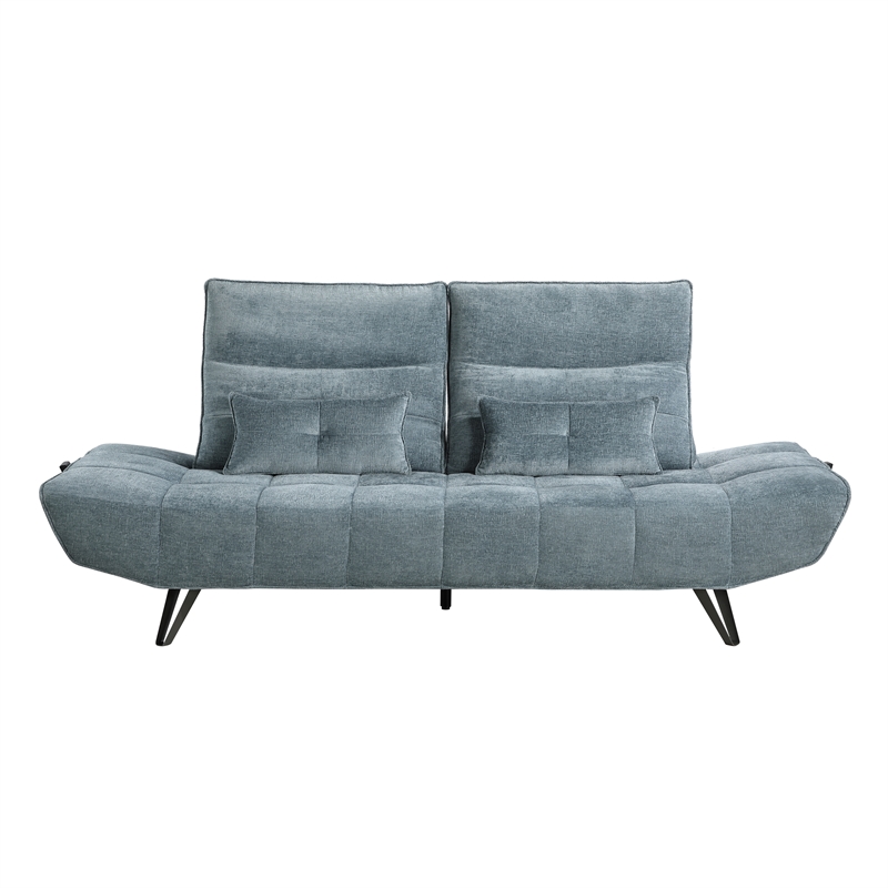 Lexicon Quonsett Chenille Sofa with Adjustable Seat Depth and Headrests in Blue