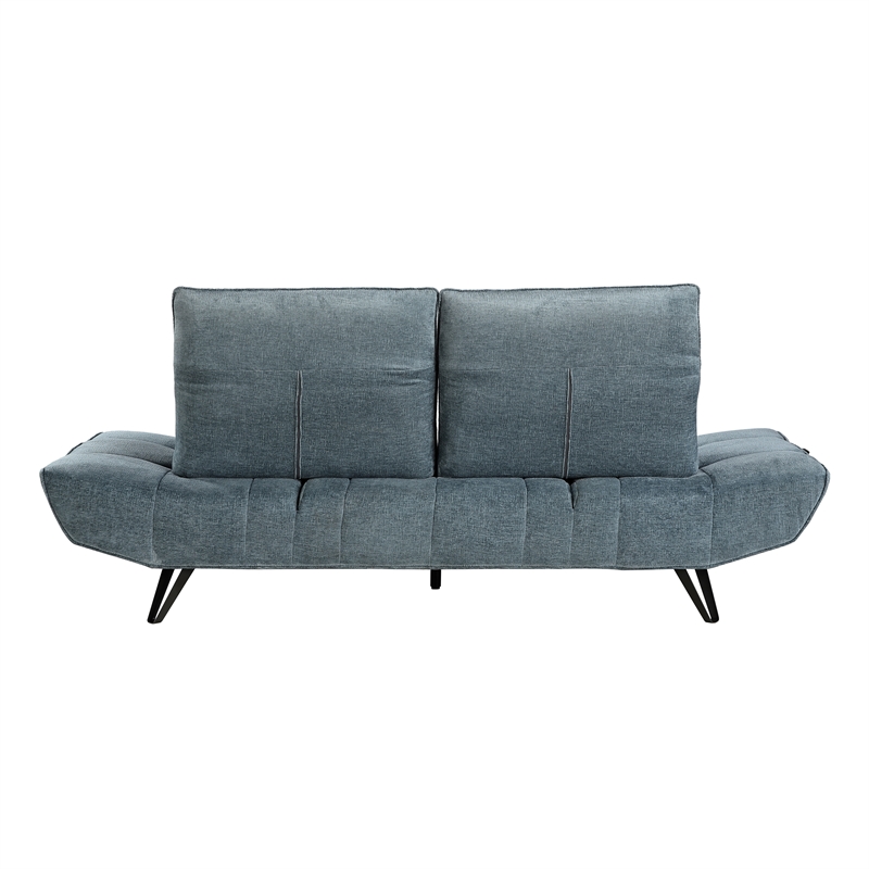 Lexicon Quonsett Chenille Sofa with Adjustable Seat Depth and Headrests in Blue