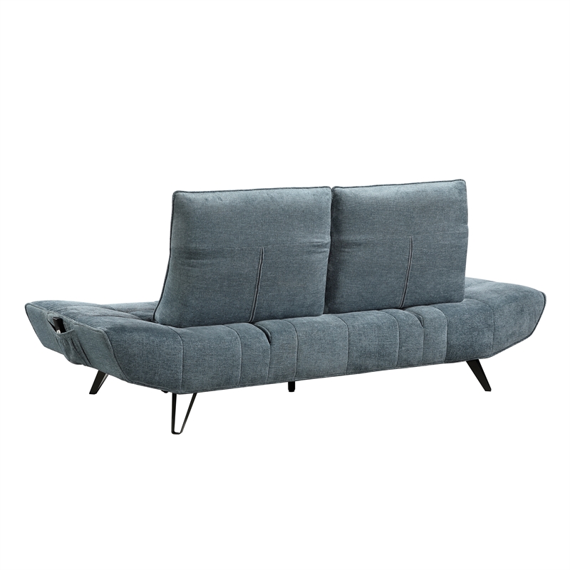 Lexicon Quonsett Chenille Sofa with Adjustable Seat Depth and Headrests in Blue