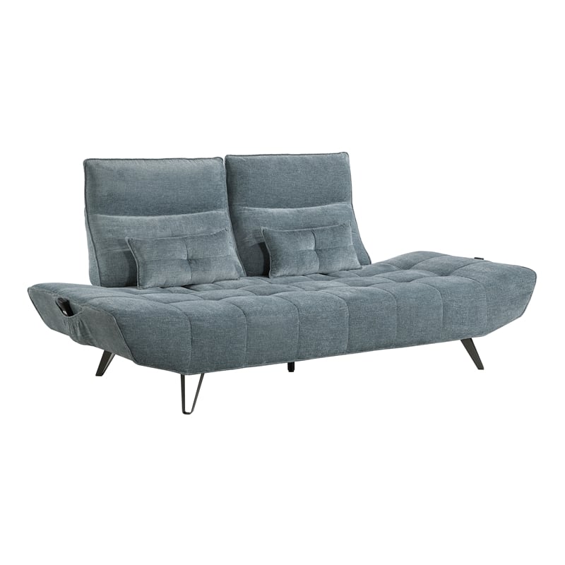 Lexicon Quonsett Chenille Sofa with Adjustable Seat Depth and Headrests in Blue