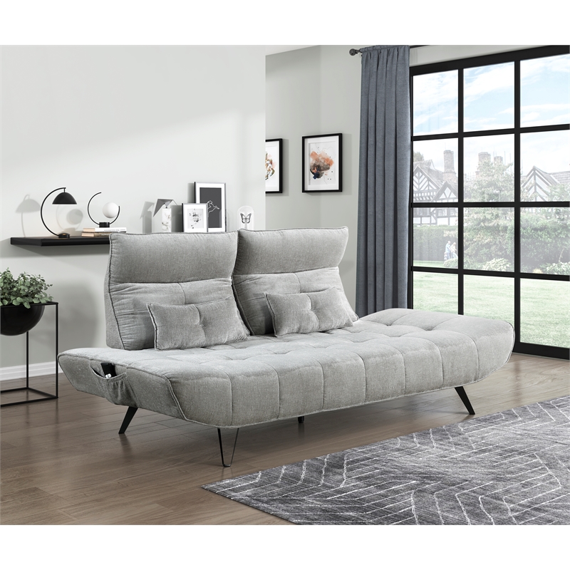 Lexicon Quonsett Chenille Sofa with Adjustable Seat Depth and Headrests in Gray